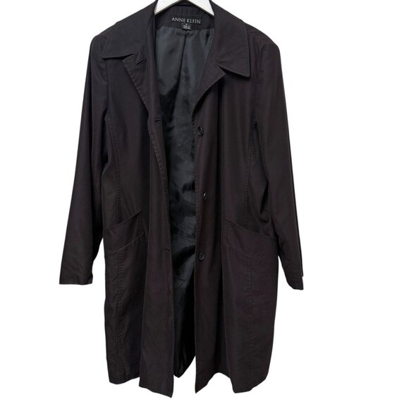 Anne Klein Black Coat Size 14 Womens Vintage Trench Light Jacket - Picture 8 of 13